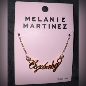 Melanie Martinez Crybaby Script Necklace Gold Tone Nickel Free NWT Y2K Aesthetic
